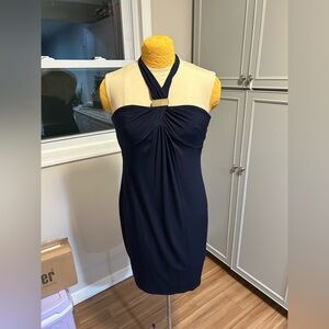 Laundry By Shelli Segal Blue Halter Cocktail Dress Size 8